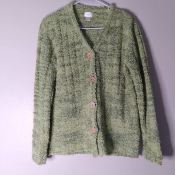 Alps Vintage V Neck Wooden Button Cardigan Sweater - Picture 1 of 7